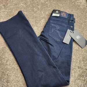Rock & Republic Kasandra Bootcut Jeans Iron Mayden Studded Dark Wash Size 0 NEW